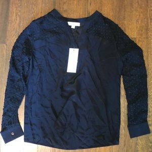 Amour vert women’s black long sleeve blouse